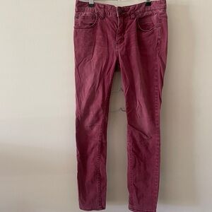 Free People Maroon Jeans Zip Ankle Detail
